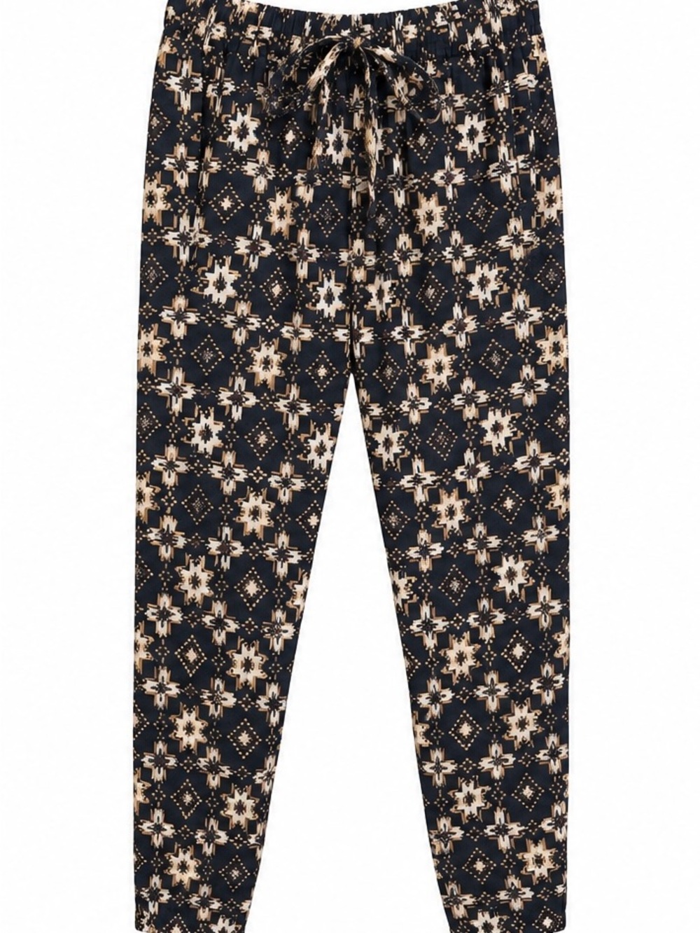 Xirena Black & Cream Geometric Print Drawstring Pants Size Medium